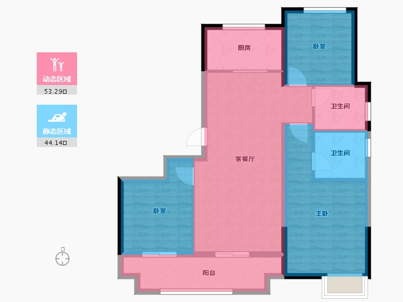 浙江省-嘉兴市-绿城滨河鸣翠府-87.46-户型库-动静分区