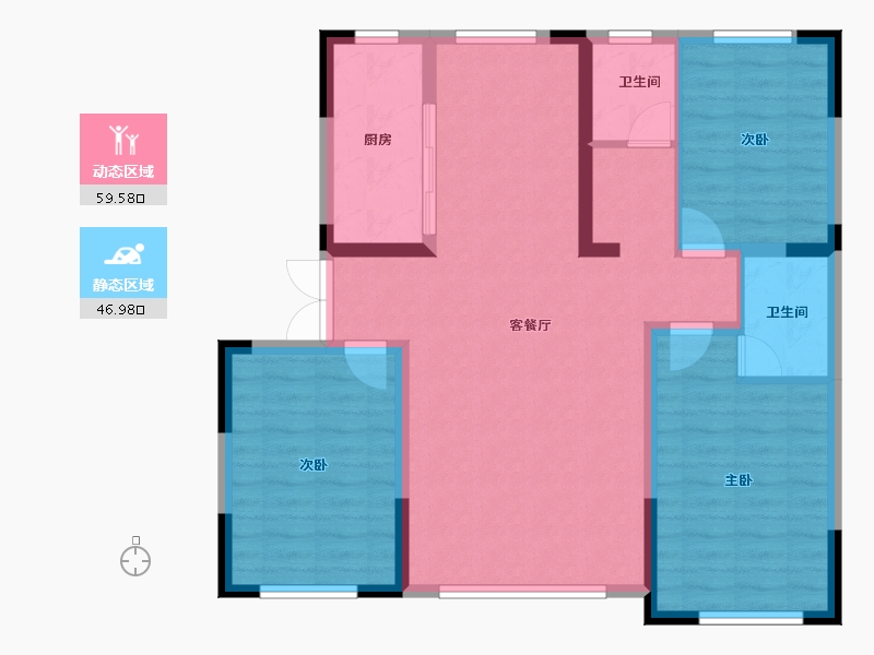 新疆维吾尔自治区-博尔塔拉蒙古自治州-滨河壹号-107.30-户型库-动静分区