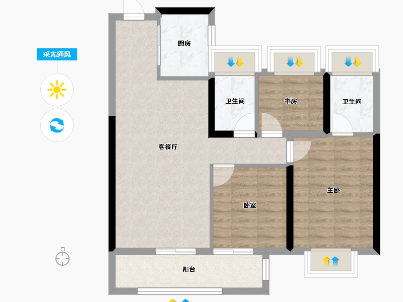 湖北省-武汉市-能建青誉府-73.48-户型库-采光通风