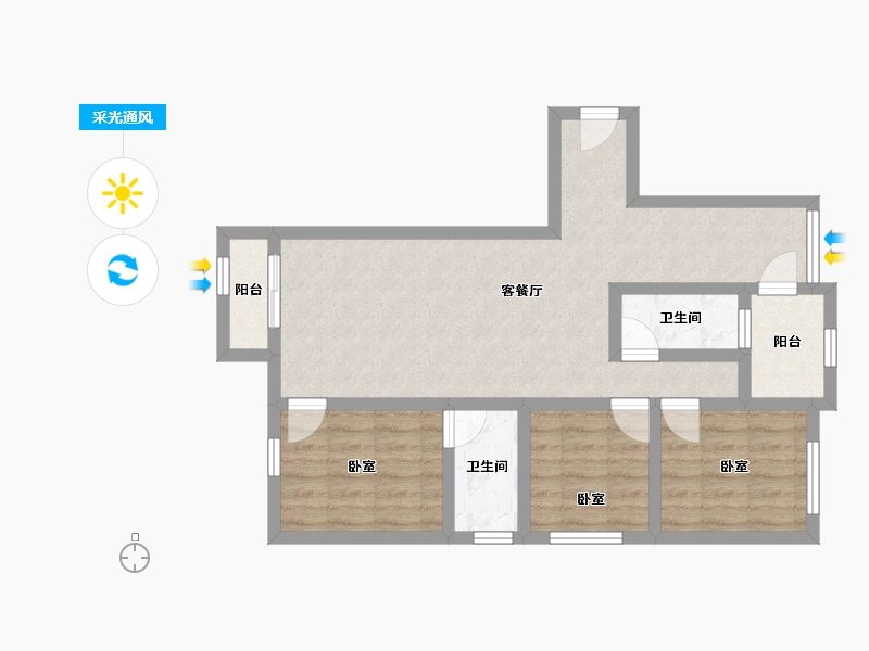 台湾省-桃园市-群邑皇冠-74.84-户型库-采光通风