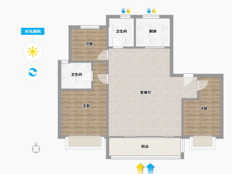 浙江省-绍兴市-祥生棠樾-98.40-户型库-采光通风