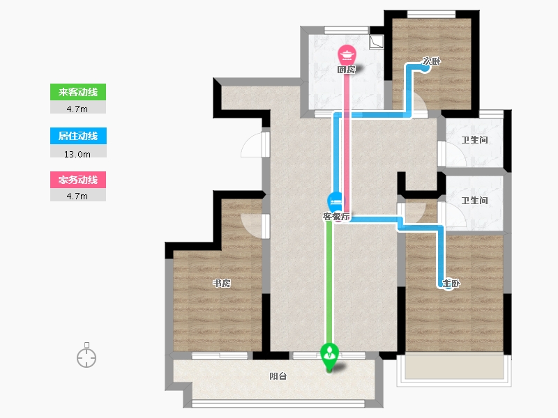 山西省-长治市-和平里 C户型-100.80-户型库-动静线