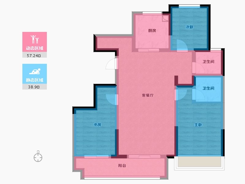 山西省-长治市-和平里 C户型-100.80-户型库-动静分区