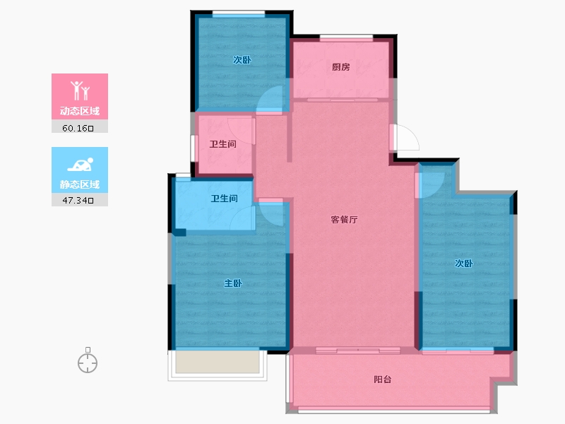 河南省-新乡市-银河·君瑞府-96.78-户型库-动静分区