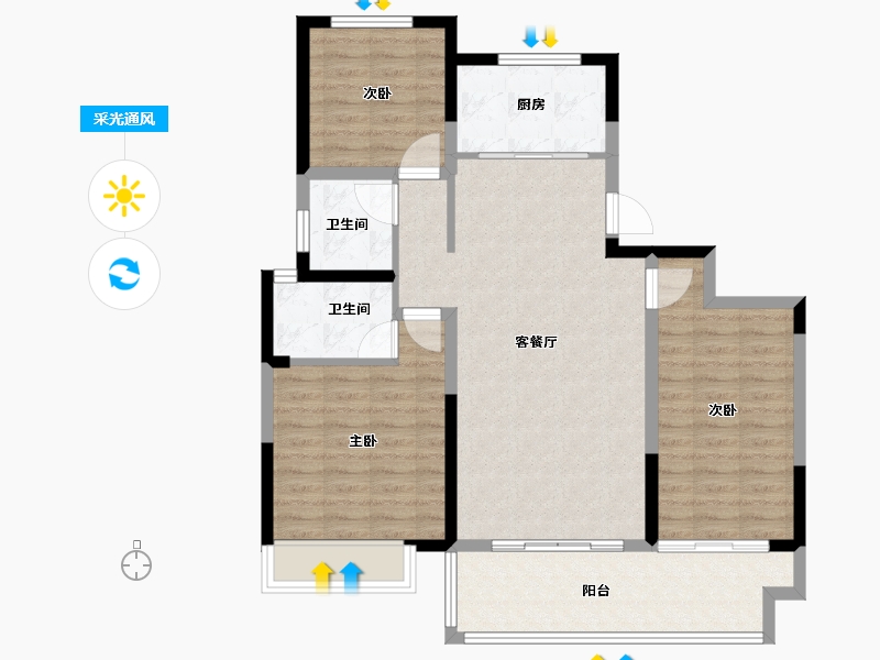 河南省-新乡市-银河·君瑞府-96.78-户型库-采光通风