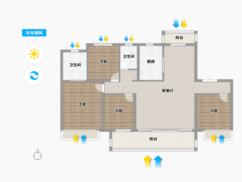 河南省-商丘市-商丘睢阳吾悦和府-130.00-户型库-采光通风