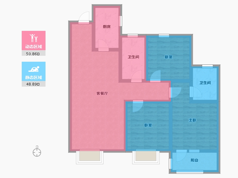 河北省-衡水市-星河湾花园-87.55-户型库-动静分区