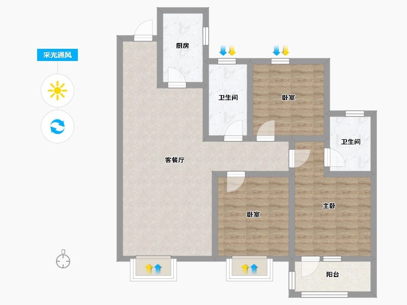 河北省-衡水市-星河湾花园-87.55-户型库-采光通风