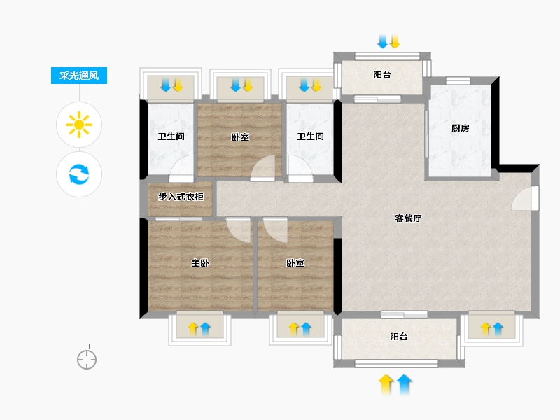 广东省-东莞市-金众柏悦公馆-85.02-户型库-采光通风