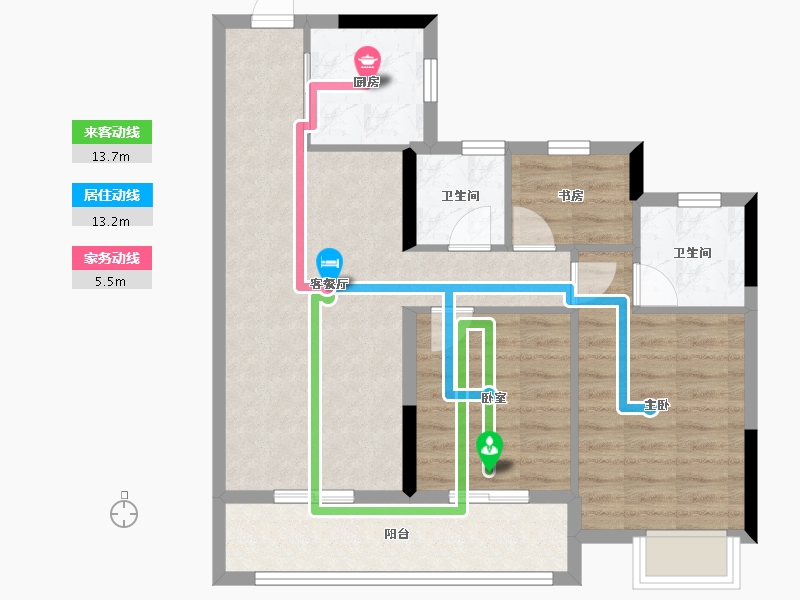 浙江省-杭州市-蓝城琉翠轩-75.68-户型库-动静线