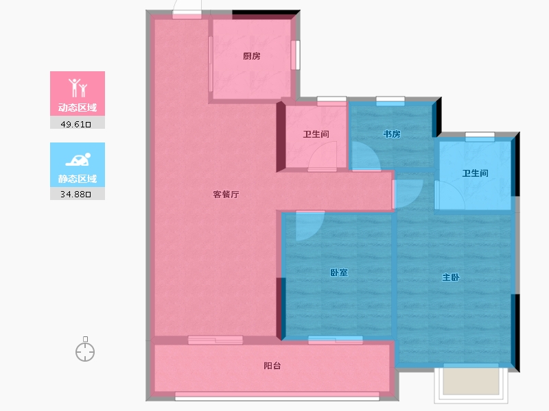 浙江省-杭州市-蓝城琉翠轩-75.68-户型库-动静分区