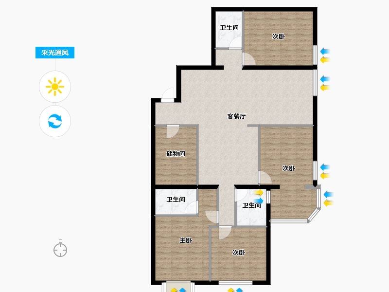 北京-北京市-汇园国际公寓-F座-148.00-户型库-采光通风