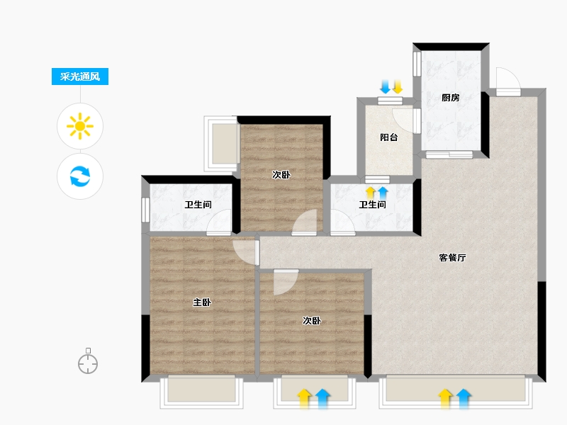 四川省-成都市-东安湖畔-98.00-户型库-采光通风