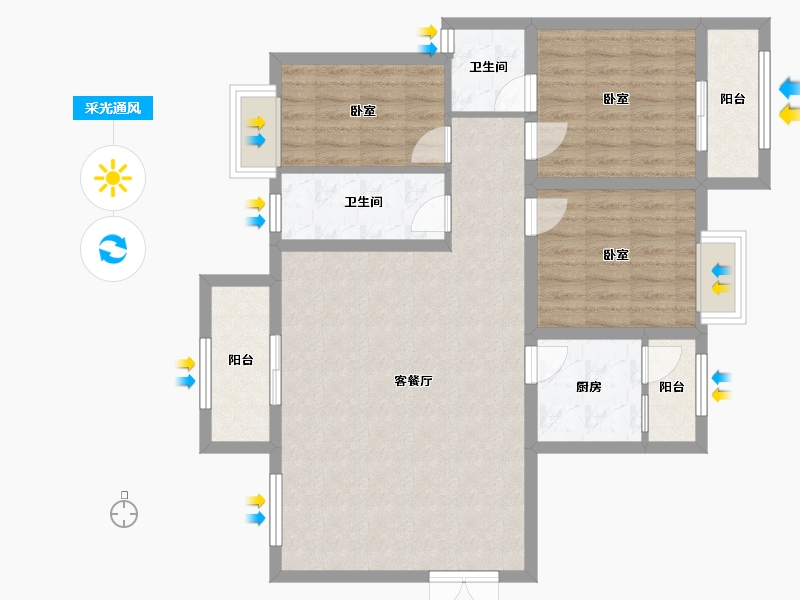 陕西省-汉中市-翠屏小区-95.19-户型库-采光通风