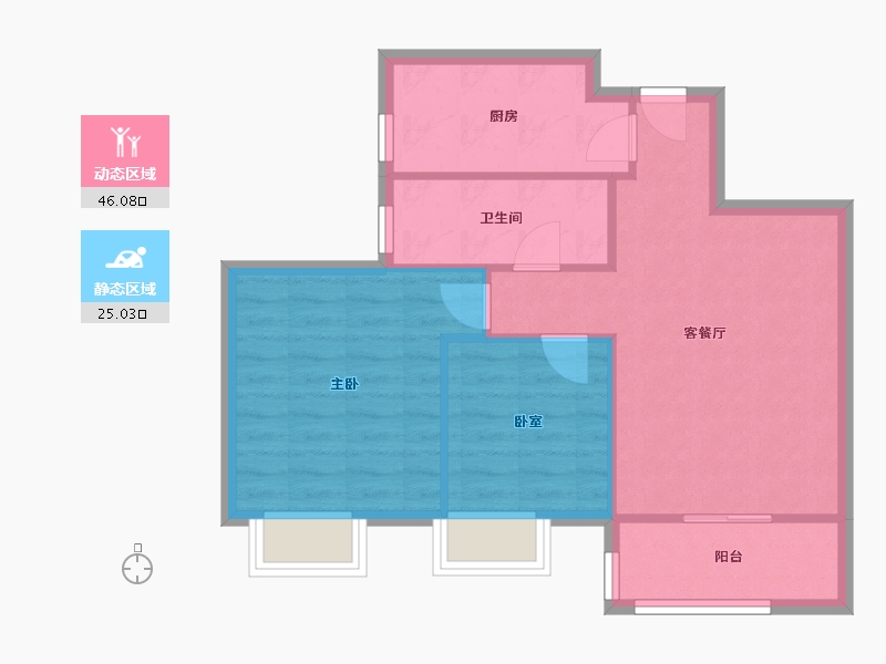 陕西省-西安市-竹园阳光嘉苑-75.84-户型库-动静分区