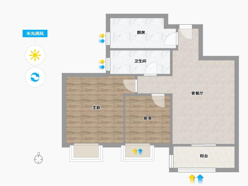 陕西省-西安市-竹园阳光嘉苑-75.84-户型库-采光通风