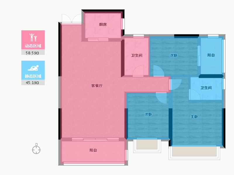 湖南省-郴州市-金盛·朝阳嘉园-93.40-户型库-动静分区