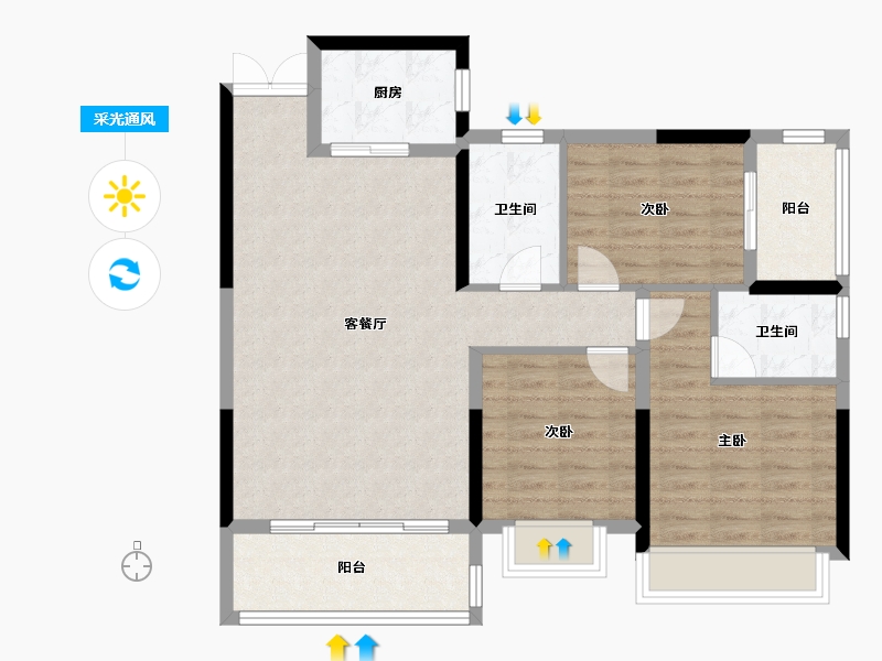 湖南省-郴州市-金盛·朝阳嘉园-93.40-户型库-采光通风