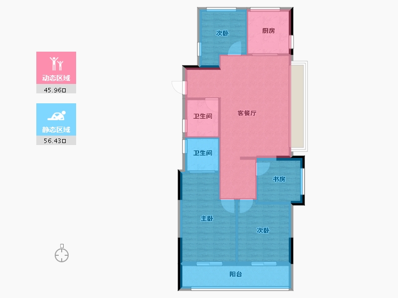 浙江省-杭州市-蓝城琉翠轩-92.79-户型库-动静分区