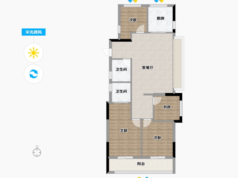 浙江省-杭州市-蓝城琉翠轩-92.79-户型库-采光通风