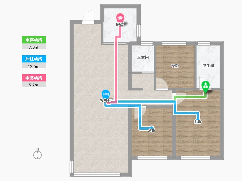 陕西省-西安市-华润置地港宸润府-76.46-户型库-动静线