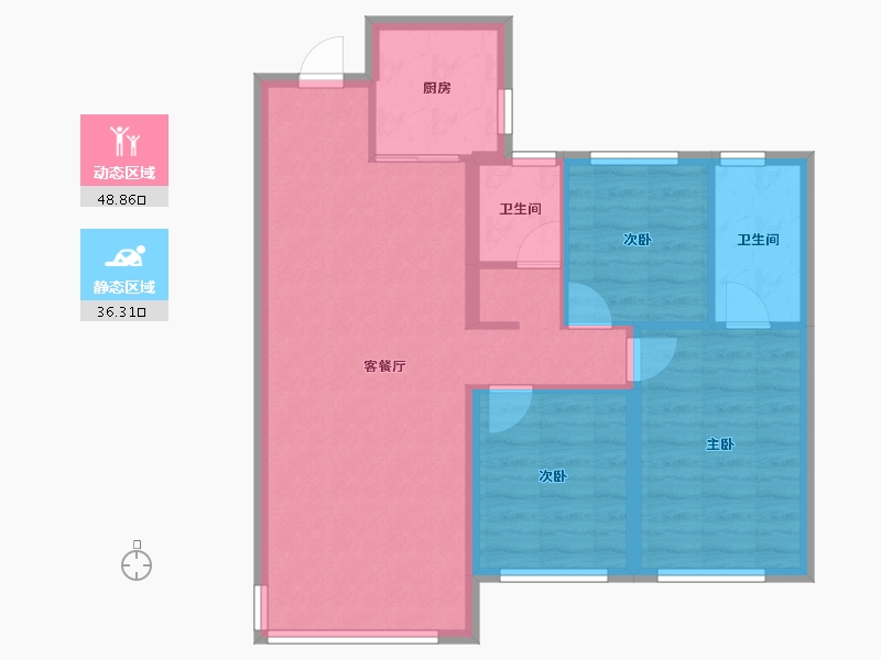 陕西省-西安市-华润置地港宸润府-76.46-户型库-动静分区