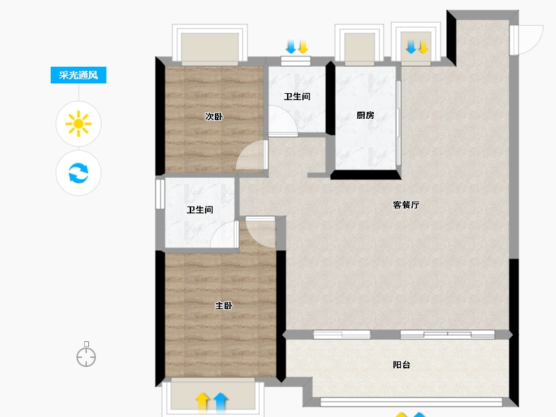 湖北省-武汉市-中建福地星城-76.00-户型库-采光通风