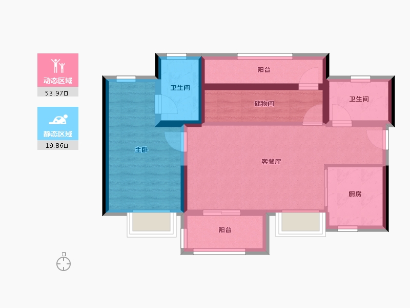 广东省-广州市-保利水木芳华-64.36-户型库-动静分区