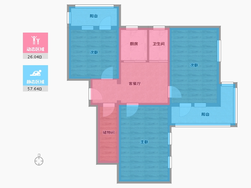 北京-北京市-金台里社区-76.75-户型库-动静分区