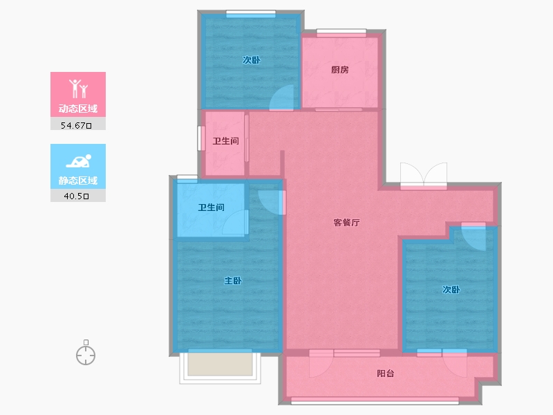 河北省-廊坊市-云溪书院-84.61-户型库-动静分区