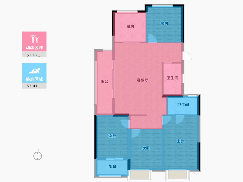 浙江省-杭州市-绿城宸岸印月-104.22-户型库-动静分区