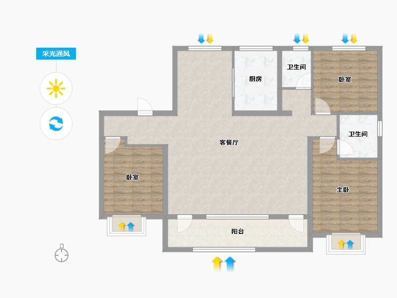 山东省-滨州市-丽景百合花园-114.40-户型库-采光通风