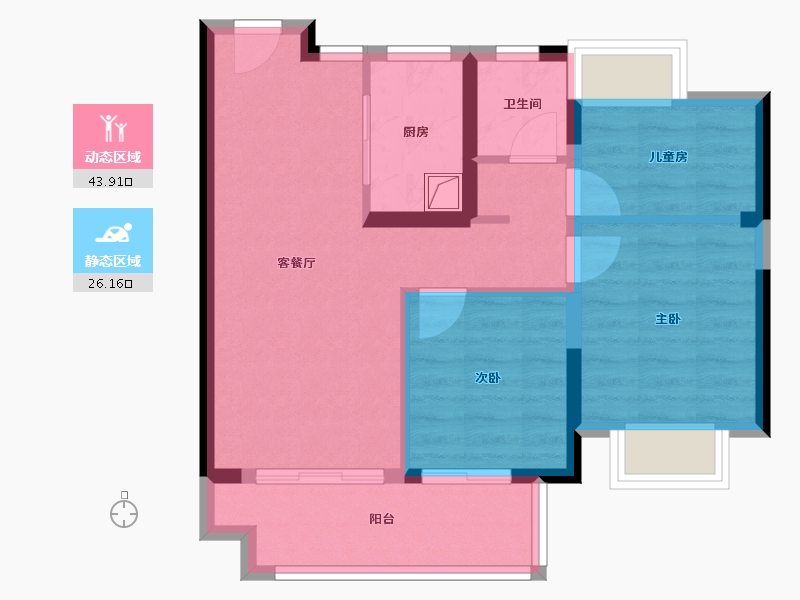 湖北省-襄阳市-弘阳公园1873-70.40-户型库-动静分区