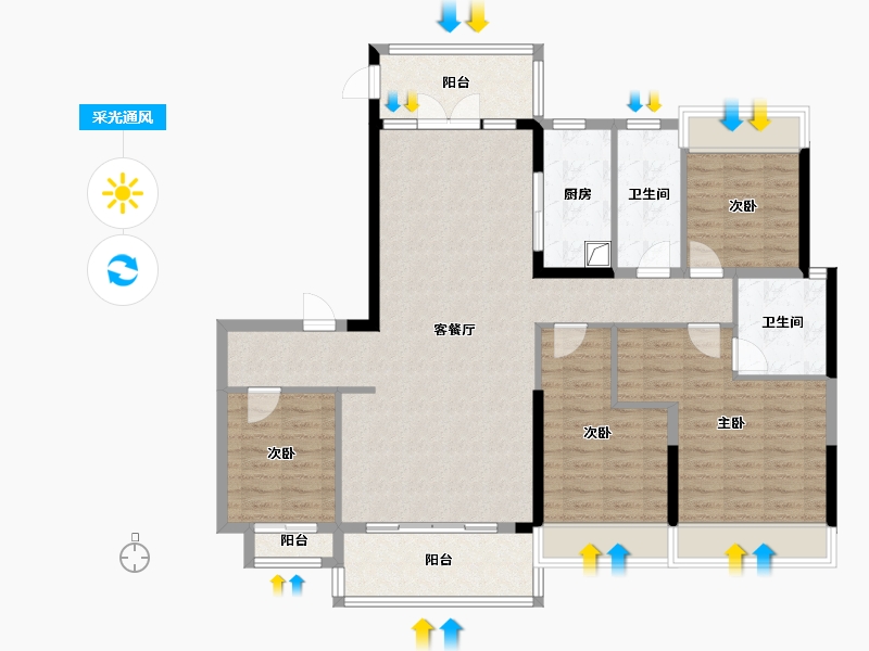 浙江省-嘉兴市-碧桂园梧桐华府-128.00-户型库-采光通风