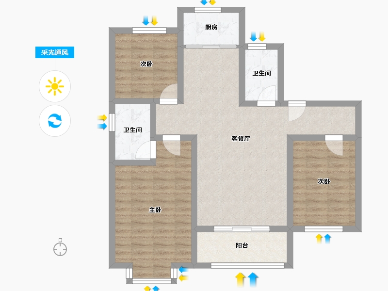 河北省-邯郸市-碧湖湾-100.88-户型库-采光通风