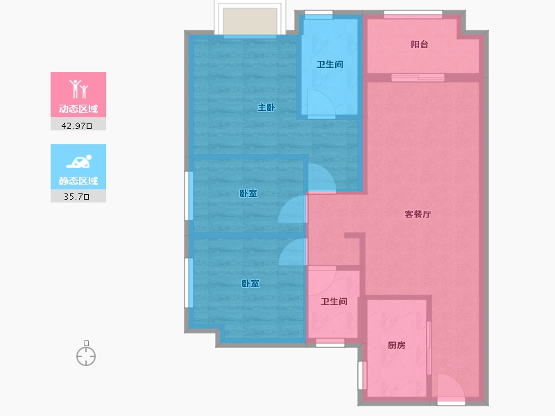 广东省-佛山市-时代灯湖天境1期4栋-70.40-户型库-动静分区