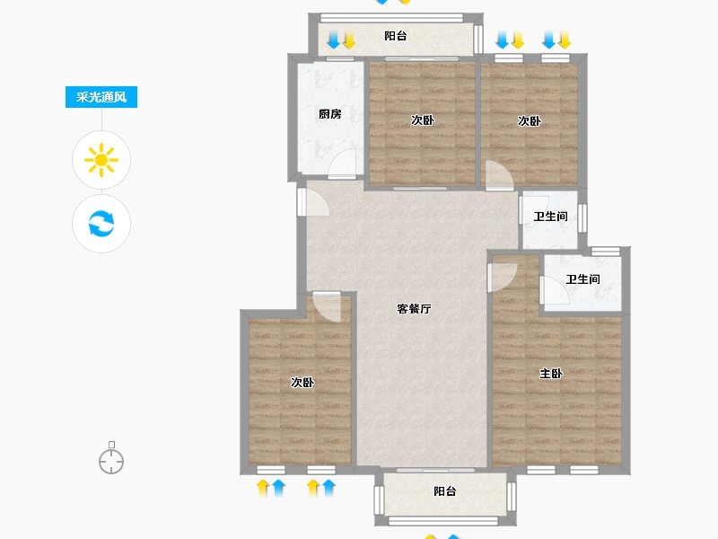 湖北省-武汉市-现代·森林小镇-101.60-户型库-采光通风