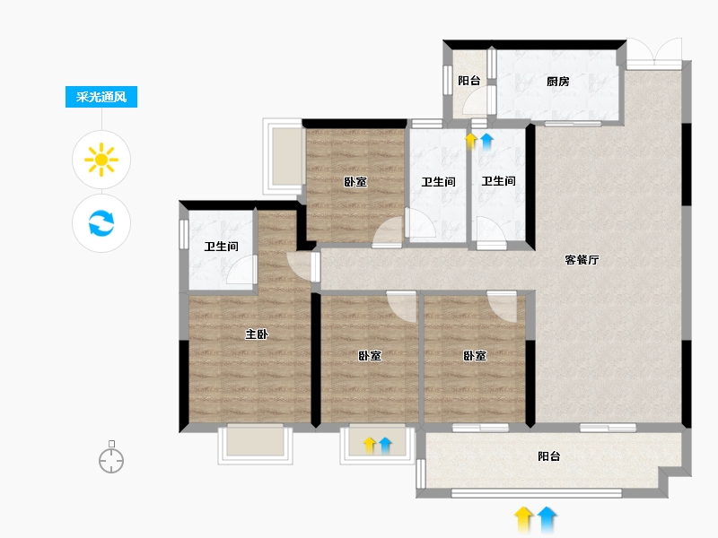 广东省-梅州市-亲水湾-二期-119.60-户型库-采光通风