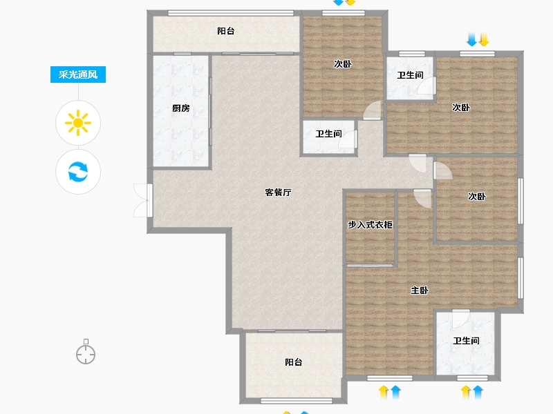 湖南省-长沙市-湘江壹号-207.84-户型库-采光通风