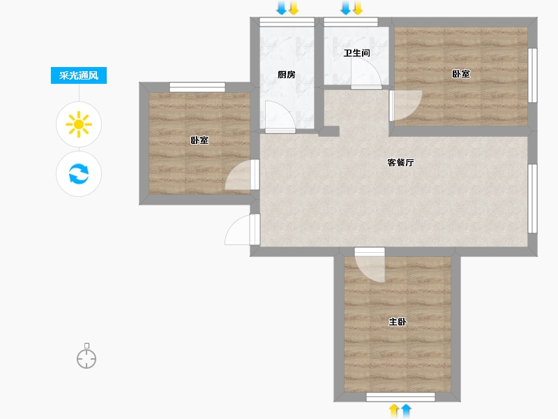 北京-北京市-熙悦春天-56.80-户型库-采光通风