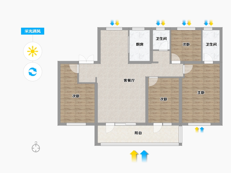 山东省-济宁市-中玮名门-120.00-户型库-采光通风