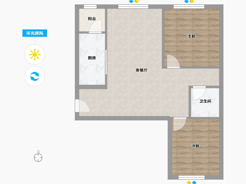 北京-北京市-华贸城-10号院-69.60-户型库-采光通风