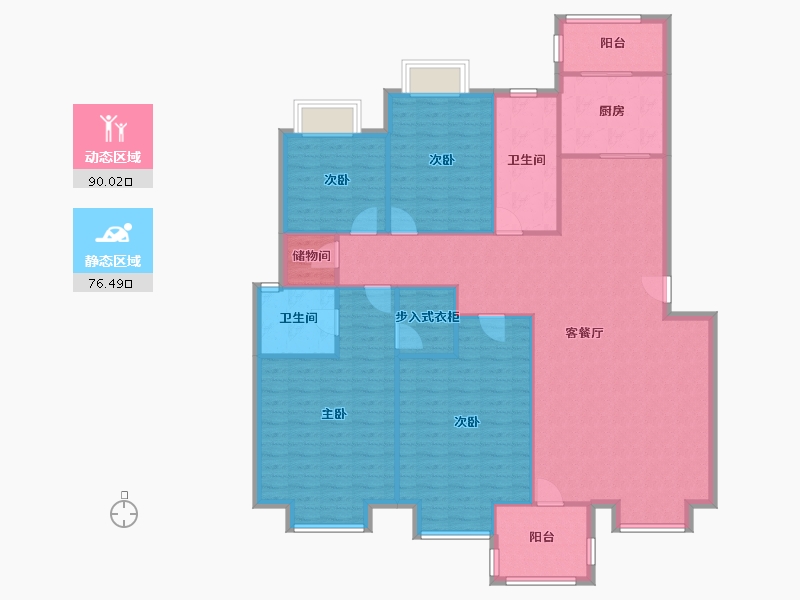 河南省-郑州市-正商蓝钻小区-140.80-户型库-动静分区