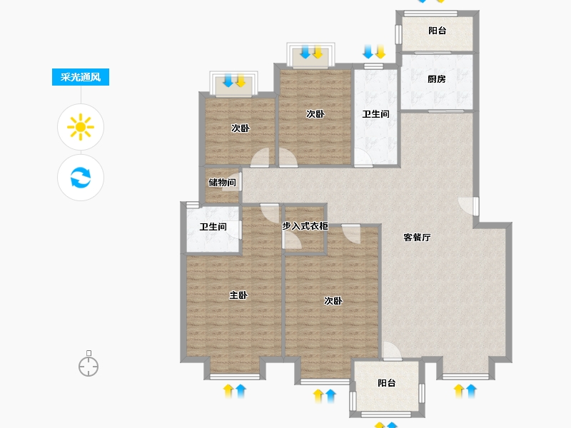 河南省-郑州市-正商蓝钻小区-140.80-户型库-采光通风