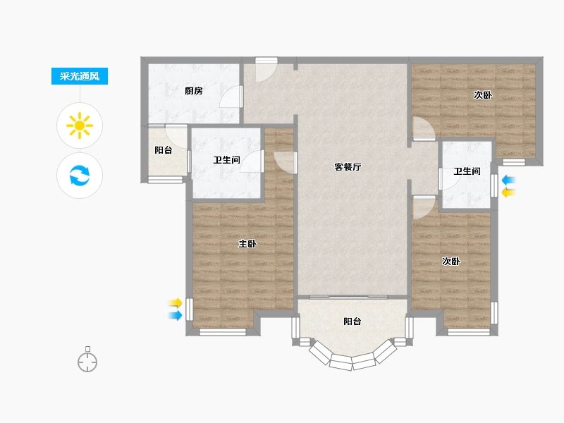 广东省-佛山市-合生君景湾-96.00-户型库-采光通风