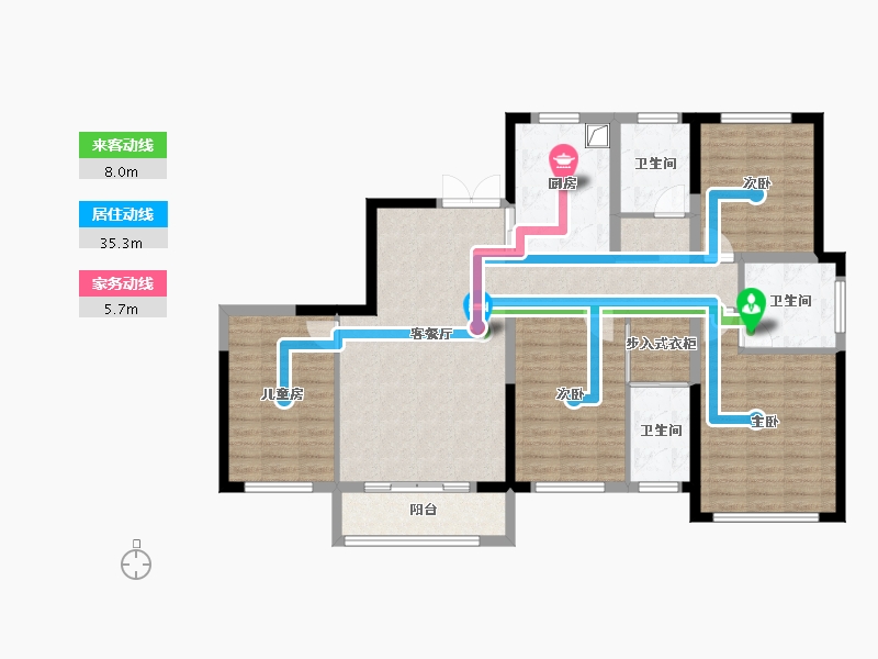 湖南省-株洲市-美丽潇湘住宅小区-132.00-户型库-动静线