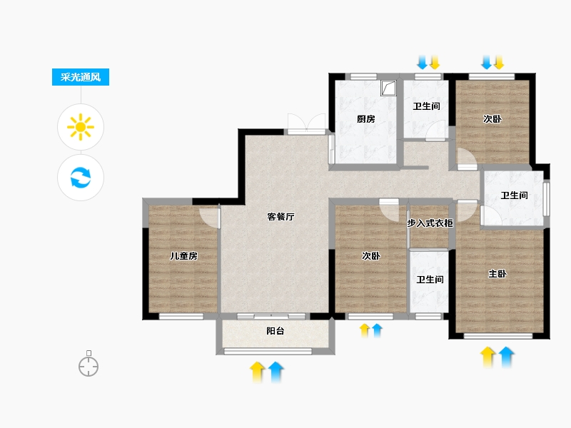 湖南省-株洲市-美丽潇湘住宅小区-132.00-户型库-采光通风