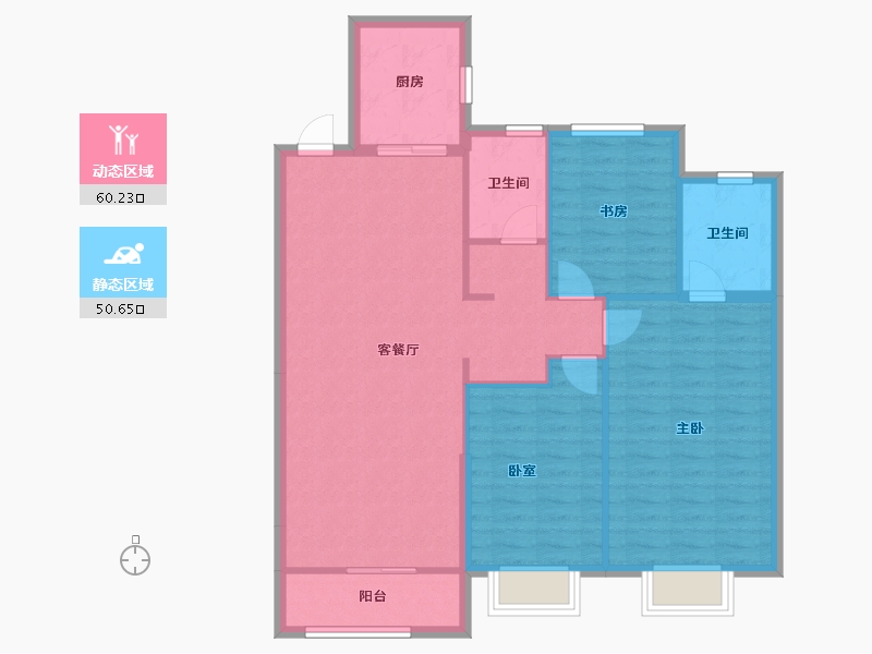 陕西省-西安市-绿地城-106.40-户型库-动静分区