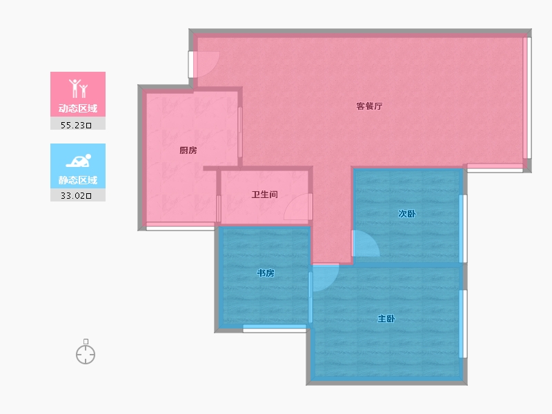 四川省-成都市-金沙城锦西观棠-77.60-户型库-动静分区