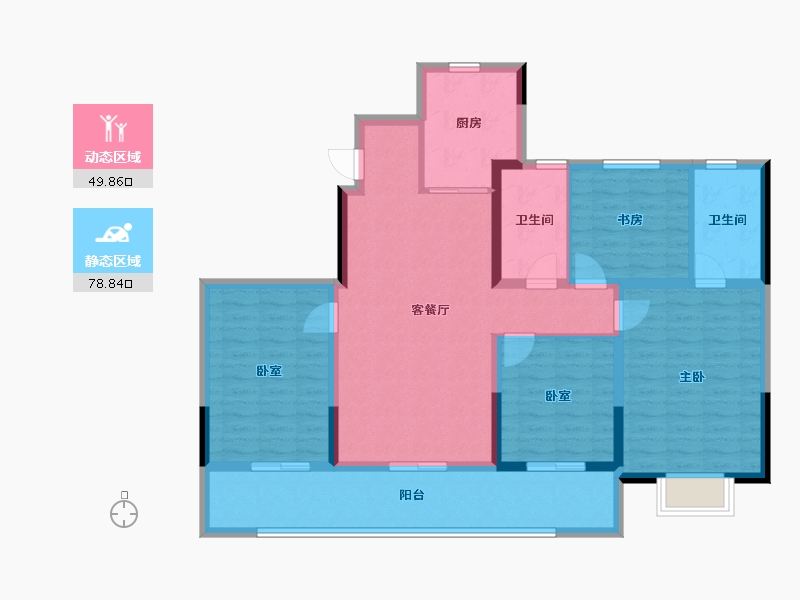 浙江省-台州市-盛东府-114.40-户型库-动静分区